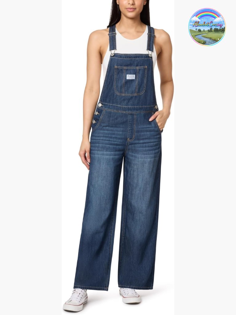 Women's Denim Overalls High Rise Wide Leg Cotton